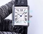 Replica Cartier Tank Solo Watch Stainless Steel Case White Dial Black Leather Strap